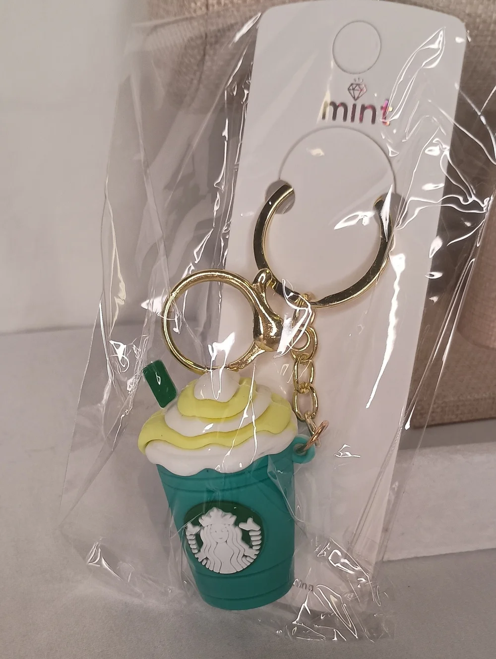 Women's Mini Fashion Keychain Bag Charm Coffee Theme Purse Accessories GREEN